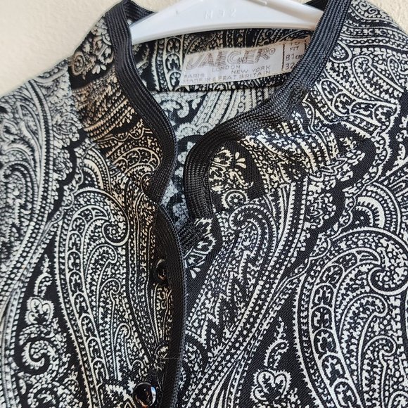 Jaeger Vintage 100% Wool Paisley Button Down Shirt Size Small - Picture 10 of 16
